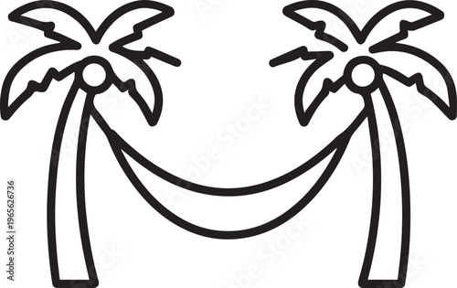 A serene tropical escape illustration with palm trees and a hammock, evoking the tranquility of a perfect getaway.