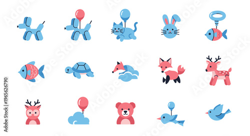 Colorful balloons shaped as animals toys.