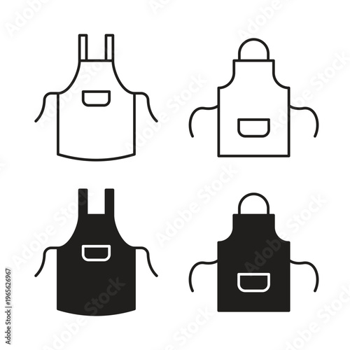 Apron icon vector logo set flat and stroke lines