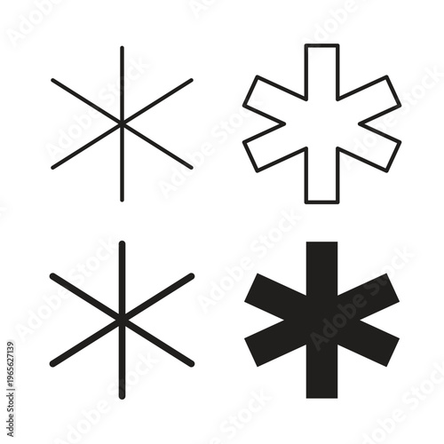 Asterisk icon in trendy flat and line style design. Icon symbol illustration