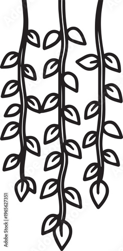 Decorative sketch of a plant with slender stems and vibrant leaves, a symbol of growth and serenity. 