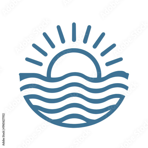 Sunrise over ocean waves graphic on a transparent background