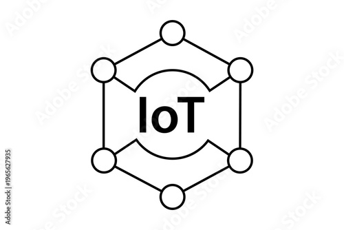 The image is a minimalist line art illustration representing the Internet of Things