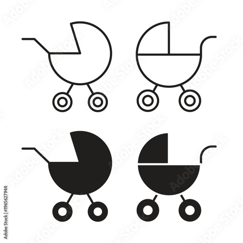 Baby carriage icon in trendy flat and line style design. Icon symbol illustration