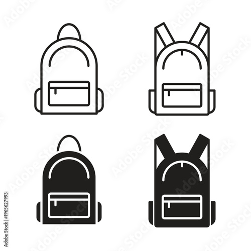 Backpack icon Isolated flat vector in outline and solid black
