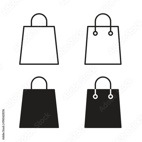 Bags Shopping icon Isolated flat vector in outline and solid black