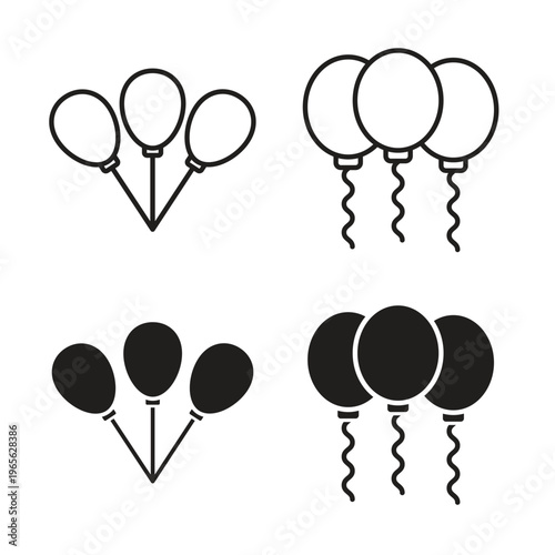 Balloons icon in trendy flat and line style design. Icon symbol illustration