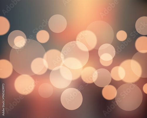 Abstract bokeh light background vector with soft glowing circles, warm defocused blur texture for festive design, luxury backdrop, holiday banner, presentation, web and print use