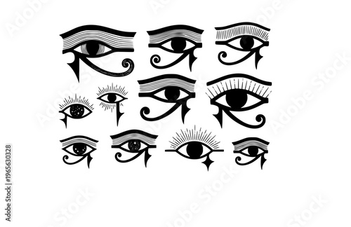 Mystic Eye of Horus Silhouette Sticker, Hand Drawn Protection Amulet Vector, Surreal Modern Egyptian Symbol Illustration