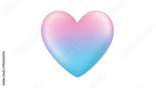 Soft 3D heart icon with a gentle pink to blue pastel gradient, on a transparent background
