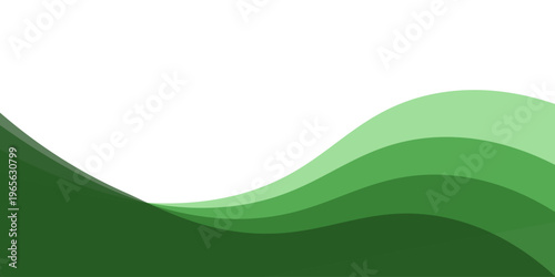 Abstract Green Wave Background With Layered Hills And Smooth Curves For Eco Design