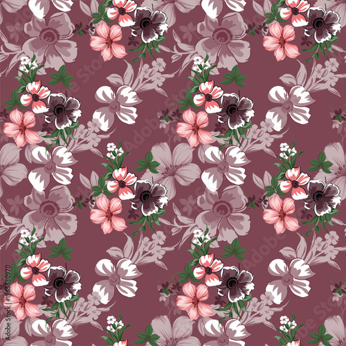Seamless pattern with tropical dry flowers in style painted in watercolor for women's summer textile summer dresses and surface design