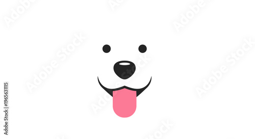 Smiling dog face with tongue out.