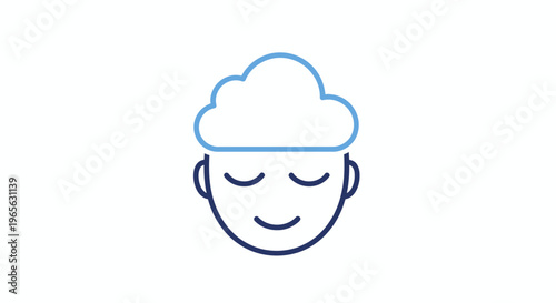 Smiling face with closed eyes and cloud.