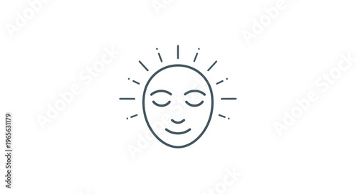Smiling Sun Face Icon Symbol.