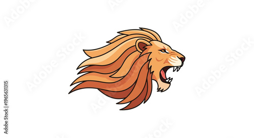 Roaring Lion Cartoon Illustration Closeup.