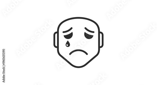 Sad crying man face emoticon.