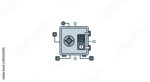 Secure metal safe with dial lock.