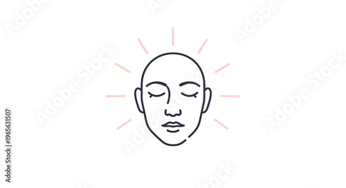 Serene bald face with closed eyes.