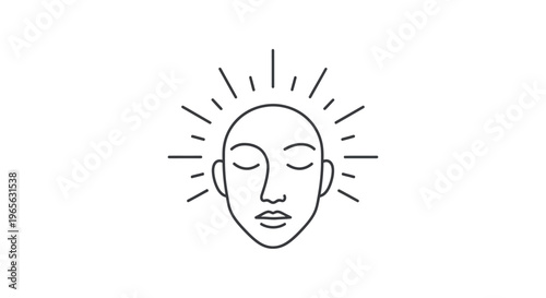 Serene face with closed eyes smiling.