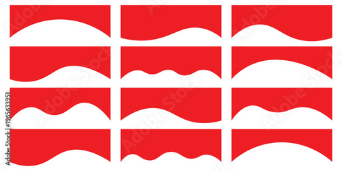 Dividers Shapes for Website Pictogram Set. Curve Lines, Drops Set of abstract design separator header and border for website and app. Different borders for website, banner, app, poster,  background .