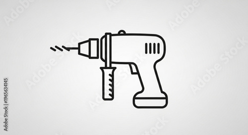 Electric drill with rotating drill bit on gray background symbolizing diy and home improvement tasks