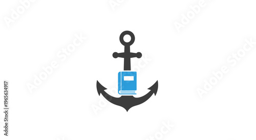 Black anchor with blue box symbol.