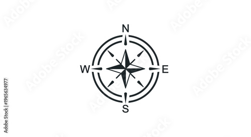Black and white compass navigation symbol.