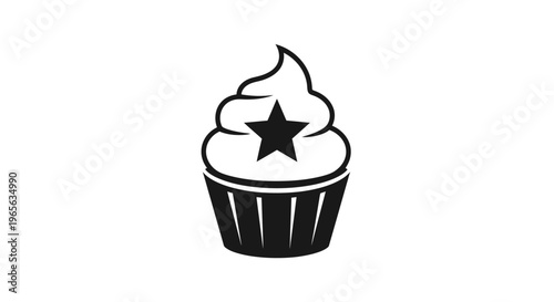 Black and white cupcake icon design.