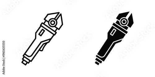 Two types of bolt cutters displayed in contrasting black and white styles