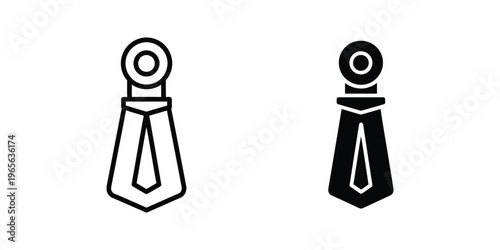 Comparison of a white and black tie with circular lapel pins
