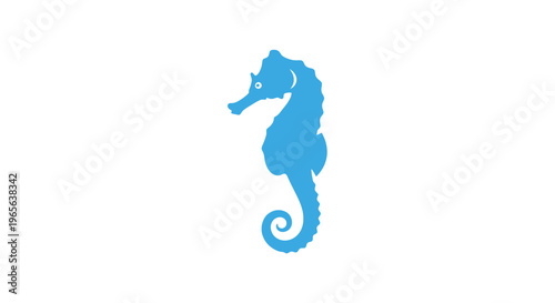 Blue Seahorse Marine Life Creature Portrait.