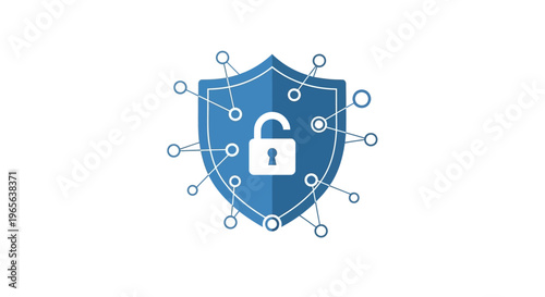 Blue shield with white lock icon.
