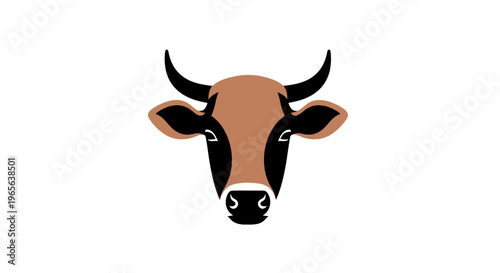 Brown Cow Head with Black Horns.