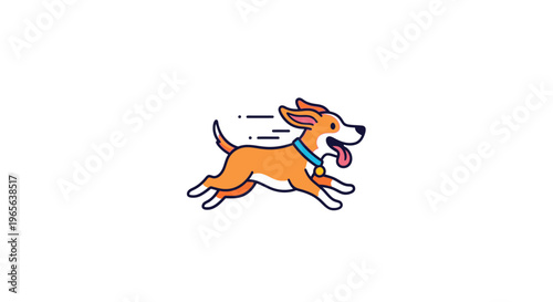 Brown dog running with blue collar.