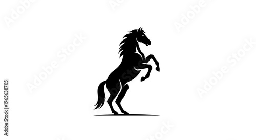 Black silhouette of a horse rearing.