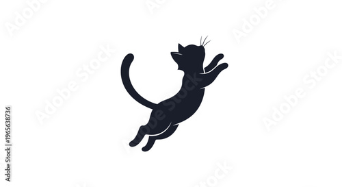Black silhouette of a jumping cat.