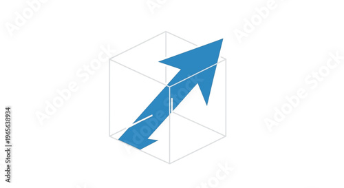 Blue Arrows Emerging From Cube.