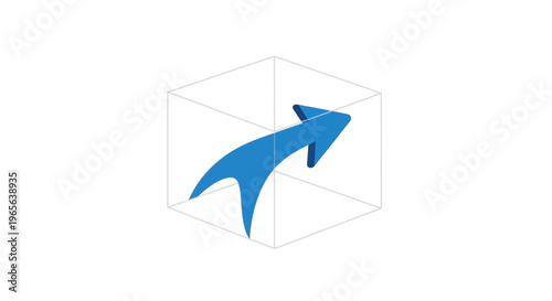 Blue Arrow Inside Cube Shape.