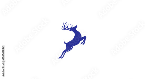 Blue deer jumping in mid air.