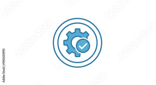 Blue gear icon with checkmark.