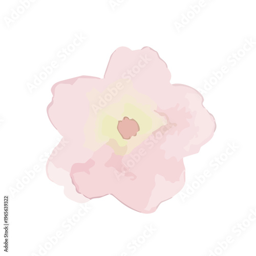 Watercolor-style lovely cherry blossom flowers, sakura spring botanical illustration, pink and white／水彩　桜