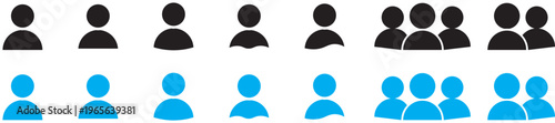 User, People, Icon Set. Multiple User Icon Set (Blue),and black User icon set