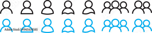 User, People, Icon Set. Multiple User Icon Set (Blue),and black User icon set