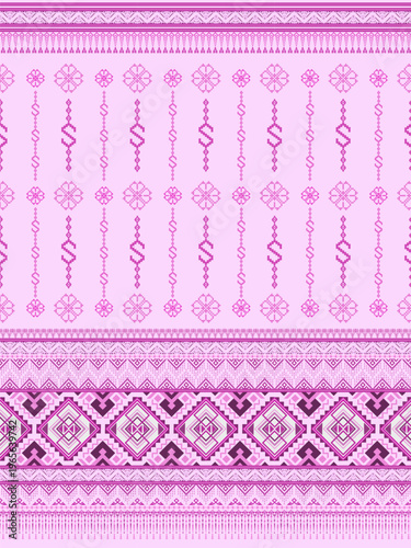 Vintage ethnic floral lace ornament set featuring seamless vector patterns and geometric borders for elegant textile wallpaper and scrapbook design illustration