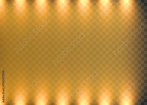 Warm golden spotlights illuminating a textured dark background, creating a frame for text or design elements, light source