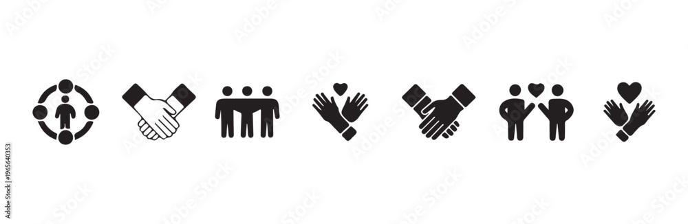 Obraz premium Different icons depicting human connection teamwork agreement support relationships and shared success concepts