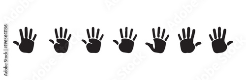 Black handprint icons on white background set. isolated handprints, human hand prints. vector illustration