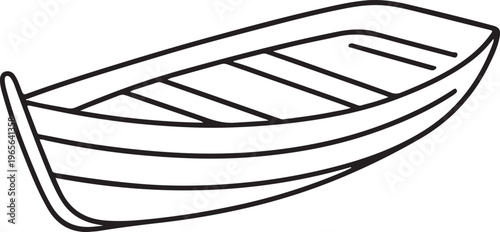 Black and white line drawing of aold boat  with a tall, thin mast and a single sail