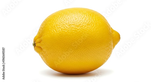 Vibrant yellow lemon isolated on white background with textured peel detail